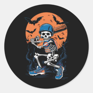 Adesivo Esqueleto de Beisebol Halloween Beisebol Halloween