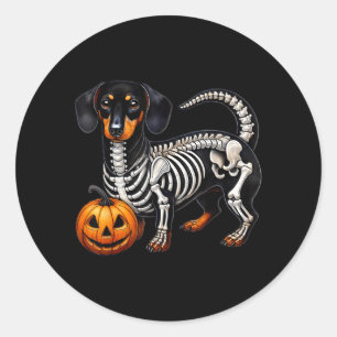 Adesivo Esqueleto de Dachshund Jack O Lanterna Cachorro Wi