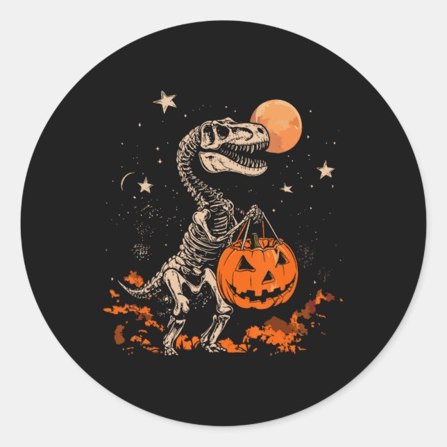 Adesivo Esqueleto de Dinossauro Assustador Abóbora da Lua  (Frente)