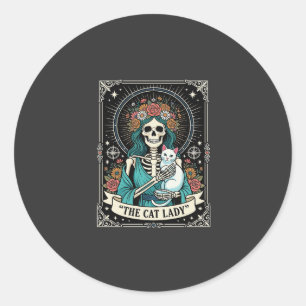 Adesivo Esqueleto de Gata Tarot Floral Gótico