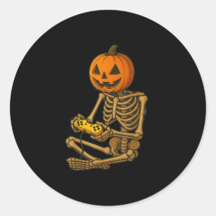 Adesivo Esqueleto de Halloween Abóbora Gamer Vídeo Jogos H