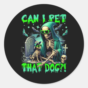 Adesivo Esqueleto de Halloween de Cão Engraçado para Mulhe