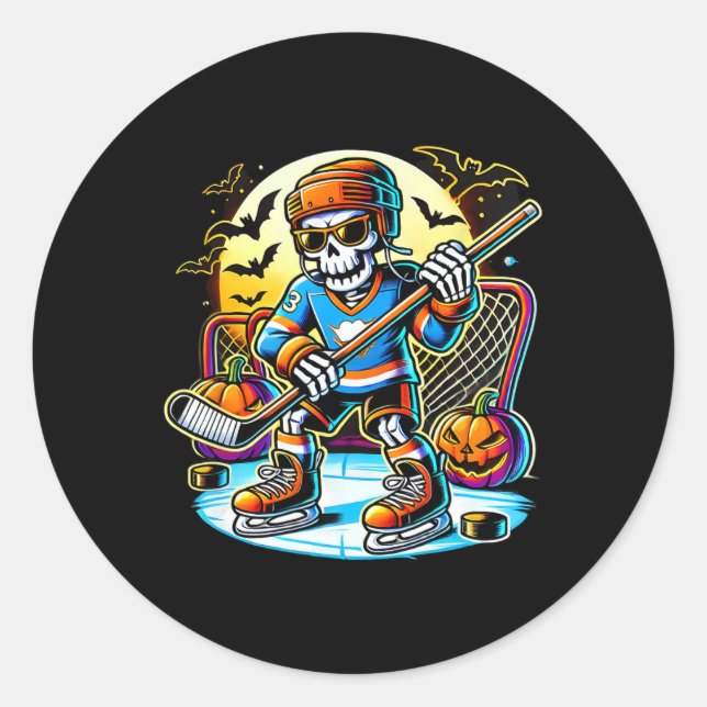 Adesivo Esqueleto de Halloween de Hóquei _1  (Frente)