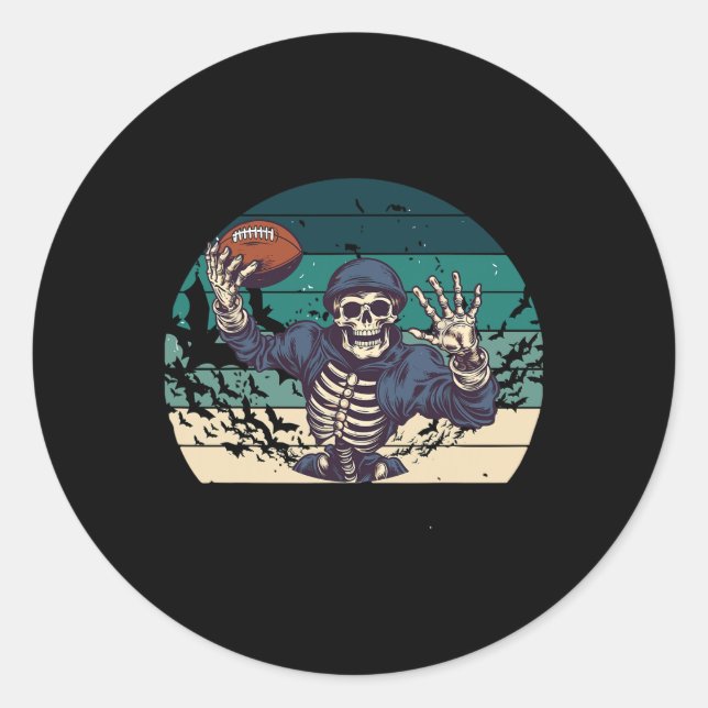 Adesivo Esqueleto de Halloween do Retro de Futebol (Frente)