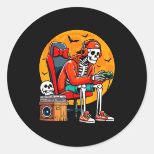 Adesivo Esqueleto de Halloween Gamer Vídeo Engraçado Jogos