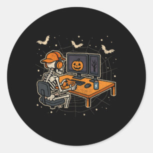 Adesivo Esqueleto de Halloween Gamer Vídeo Jogos Divertido