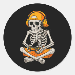 Adesivo Esqueleto de Halloween Gamer Vídeo Jogos Divertido