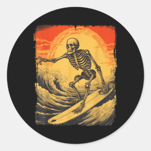 Adesivo Esqueleto de Halloween Surfando Prancha de Surfe T