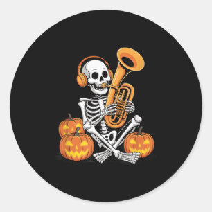 Adesivo Esqueleto de Halloween Tuba Tubista