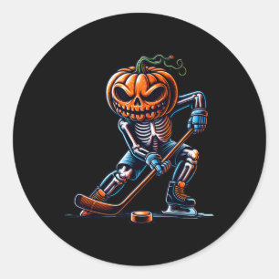 Adesivo Esqueleto de hóquei no gelo Halloween Abóbora de h