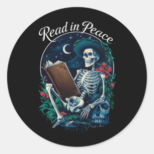 Adesivo Esqueleto de Leitura Tranquila Amante de Livros Bi