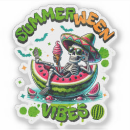Adesivo Esqueleto de Melancia Flutuante de Summerween Assu