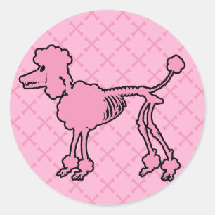 Adesivo Esqueleto de Poodle Rosa