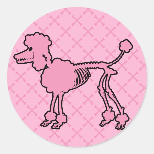 Adesivo Esqueleto de Poodle Rosa (Frente)