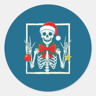 Adesivo Esqueleto de Rocker Legal Chapéu de Papai Noel Nat