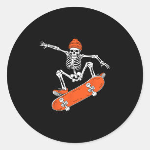 Adesivo Esqueleto de skate andando de skate no Halloween