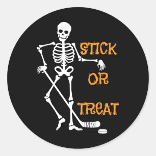 Adesivo Esqueleto de Stick ou Treat Hóquei no Gelo Hallowe