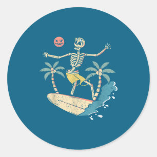Adesivo Esqueleto de Surfista do Havaí no Halloween na Pra