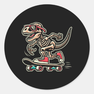 Adesivo Esqueleto de T-rex Retro Dinossauro Skate Meninos