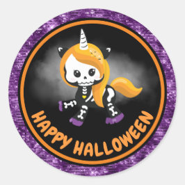 Adesivo Esqueleto de Unicórnio Bonito e Halloween de Lítit