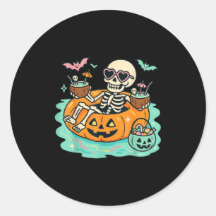 Adesivo Esqueleto De Verão Na Piscina De Pumpkin Float Cut