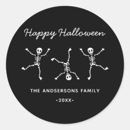 Adesivo Esqueleto Desenhado de Mão Negra e Branca Feliz Di