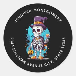 Adesivo Esqueleto do Dia de as Bruxas engraçado vestindo E