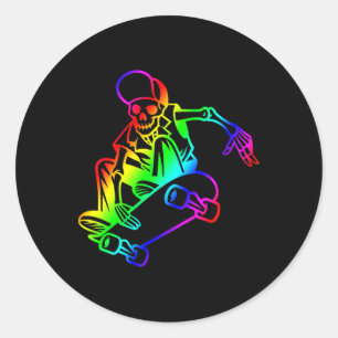 Adesivo Esqueleto Em Skate Rainbow Skater Contorno Skat