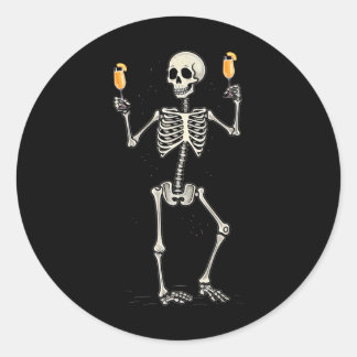 Adesivo Esqueleto engraçado de Halloween bebendo Bellini d