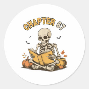Adesivo Esqueleto engraçado de Halloween lendo livro 67 Me