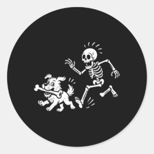Adesivo Esqueleto engraçado de Halloween perseguindo cacho
