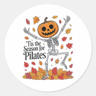 Adesivo Esqueleto engraçado de Pilates Abóbora Yoga Hallow