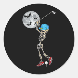 Adesivo Esqueleto Engraçado Jogando Golfe Golfe Feliz Hall