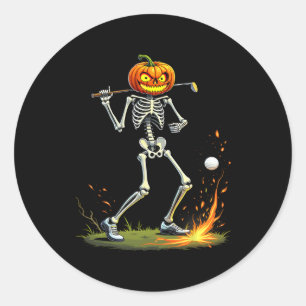 Adesivo Esqueleto Golfe Funny Halloween Abóbora Golfe Golf