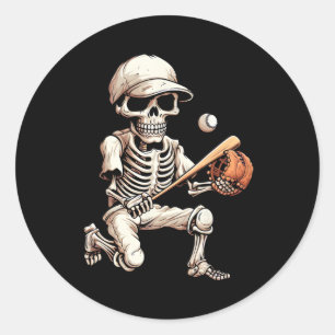 Adesivo Esqueleto Jogando Baseball Halloween Skull Lover