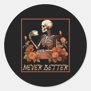Adesivo Esqueleto Louco Com Café E Flores No Halloween