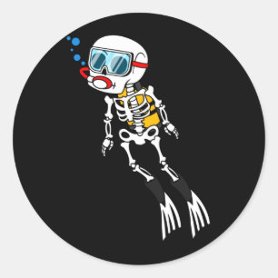 Adesivo Esqueleto Mergulhador Halloween Mergulho Subaquáti