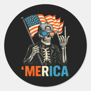 Adesivo Esqueleto Merica Rocha Bandeira Americana Patrióti
