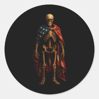 Adesivo Esqueleto Patriótico da Bandeira Americana Horror