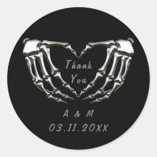 Adesivo Esqueleto Personalizado Gótico Mãos Amor Forma de