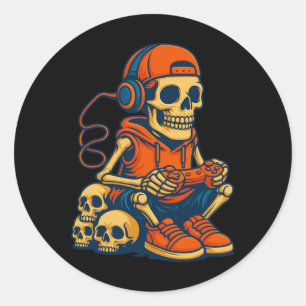 Adesivo Esqueleto Retro de Halloween para Gamer de Vídeo G