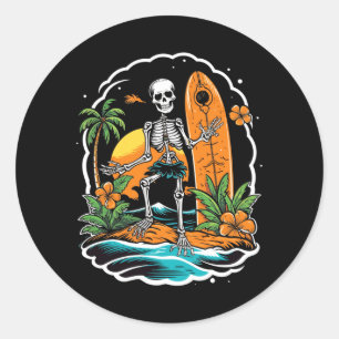 Adesivo Esqueleto Surfando Performance de Halloween no Hav