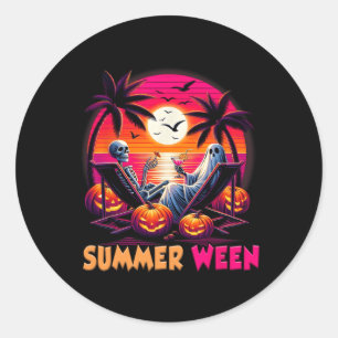 Adesivo Esqueleto Vibe de Praia de Summer-ween no pôr do s