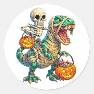 Adesivo Esqueleto Whimsso Andando Múmia T-Rex Halloween