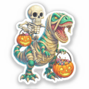 Adesivo Esqueleto Whimsso Andando Múmia T-Rex Halloween