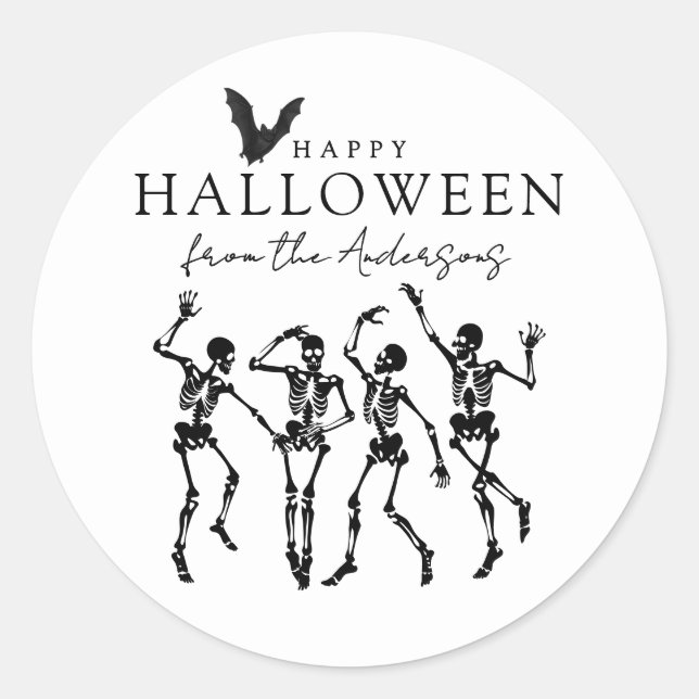 Adesivo Esqueletos Dançantes Modernos Feliz Halloween (Frente)