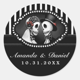 Adesivo Esqueletos de Casamento Branco Negro Nomes de Faix