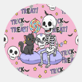 Adesivo Esqueletos Fofos Rosa Para o Halloween