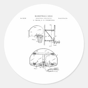 Adesivo Esquema de Desenho de Patentes de Meta de Basquete