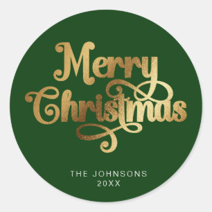 Adesivo Esquema de Natal de Retro Verde e Dourado - Person